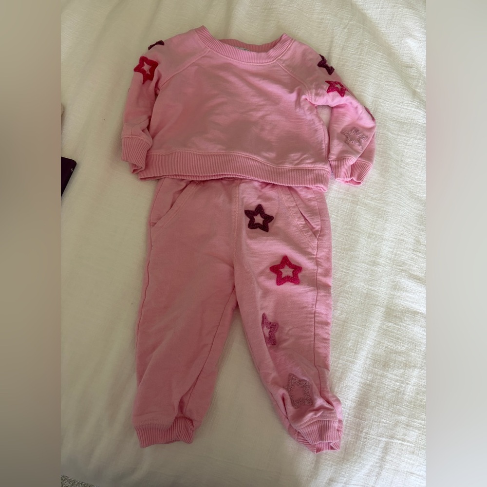 Splendid Pink Star Appliqué Kids Matching Set